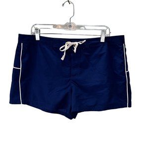 Faded Glory Swim Board Shorts size L 12/14 Women Navy Blue Hook Loop Tie